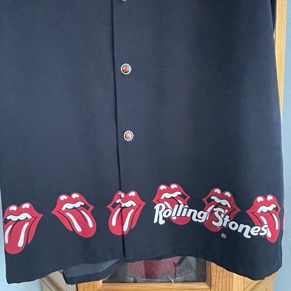 Vtg 90s Dragonfly Men’s LG Rolling Stones Button-down Shirt Band Rocker Jagger - Picture 3 of 12
